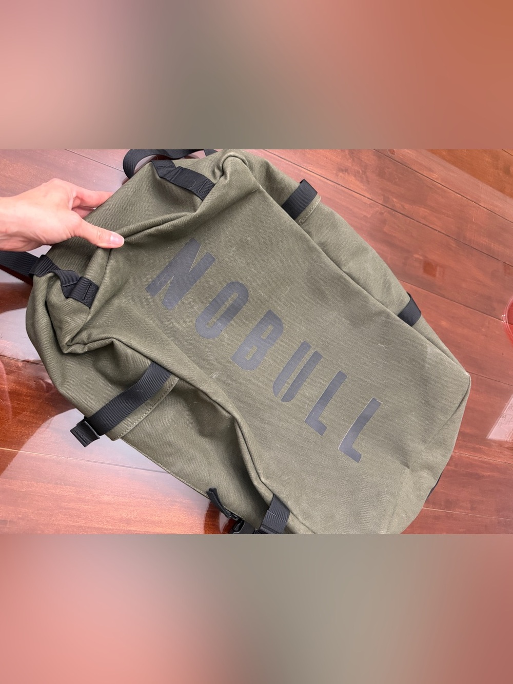 NOBULL Olive Canvas Weekend Duffel with Black Logo
